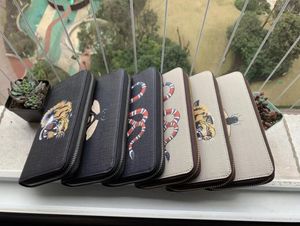 High quality men animal long Wallet Leather black snake Tiger bee Wallets Women Style Purse Wallet card Holders with gift box