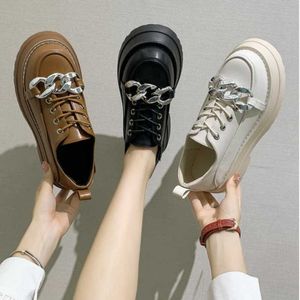 2021 Autumn New Women's Sneakers Fashion Women Sport Shoes Ladies Chain Solid Color Lace-up Platform Casual Shoes Zapato Mujer Y0907