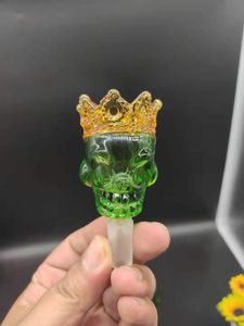 14 mm dickes Glas, farbiger Totenkopf-Kronenkopf, King-Bong-Schüssel-Ersatzhalter