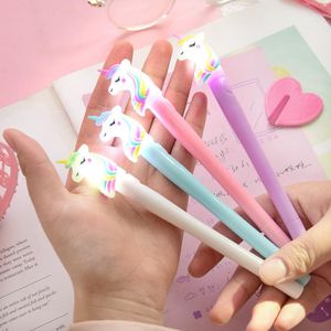 Gel Pens 0.5mm Night Light Rainbow Lovely Unicorn Modeling Creative Cartoon Luxury Pen Student Gift Writing Supplies GF657