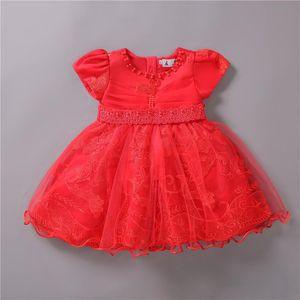 女の子のドレスシン幼児の赤ちゃんフラワーガールラップブリストレット半袖刺繍レーストリミングショーボールドレス