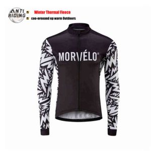 Mężczyźni Winter Road Rowerowy Sporty Ciepłe Odzież Długi Rękaw Plus Velvet Kurtka Rowerowa Wygodne Slim Jersey Jersey G1130