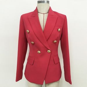 High-End Ladies Red Blazer Jesień i zima Odzież Temperament Metalowa dwurzędowa Kurtka damska Garnitur 210527