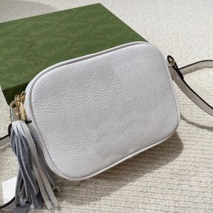 Camera Bag Messenger Purse Handbag Plain Grain Genuine Leather Zipper Adjustable Shoulder Strap Letter Tassel Decoration Women Bags