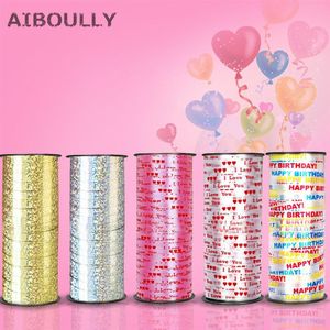 Party Decoration 100 Yard Crimped Curling Ribbon Roll Silver Gold Balloon Ribbons I Love You Happy Birthday Florist Crafts And Gift Wrapping