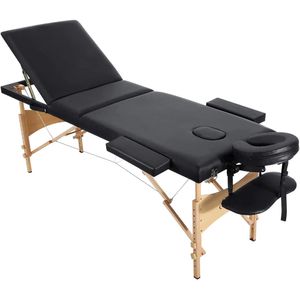 Massage Tables Spa Bed Portable 3 Sections Wooden Legs with Face Hole Carrying Bag