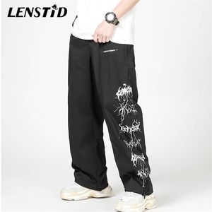 Lenstid 남자 힙합 번개 인쇄 헐렁한 Joggers 바지 Harajuku Streetwear Sweatpants 캐주얼 여름 하렘 트랙 바지 210930