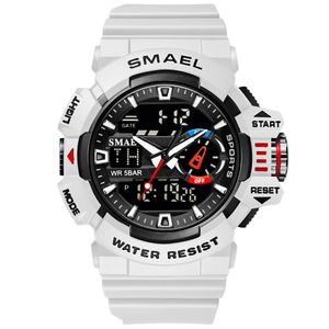 Mężczyźni Sport Watch Dual Display Funkcja Wojskowe Zegarki Mężczyźni Wodoodporna 5bar Gumowa Alarm Cyfrowy Bransoletka Ręki 8043