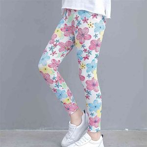 Spring and Autumn Casual Flower Allover Leggings for Kid Girl Floral 210528