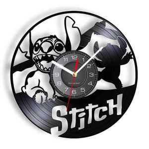 Von einer fiktiven Figur inspirierte Vinyl-Schallplatten-Wanduhr, Kinderzimmer-Dekoration, Cartoon-Fanart, Retro-Uhr, lautlose Zeitmesser H1230