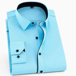 Grande tamanho 6xl 5xl 4xl 3xl moda camisa masculina marca lazer vestido sólido camisas de retalhos camisas do casamento social do negócio 210708