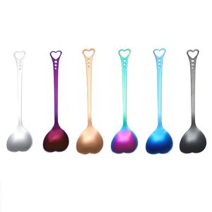 Stainless Steel Mixing Spoon Heart Design Scoop Coffee Spoon Dessert Sugar Stirring Spoons Teaspoon Christmas Wedding Gifts Tableware Decoration HY0340