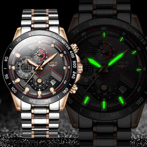Lige 2020 New Business Mens Watches Top Brand Luxury Stainless Steel Waterproof Sports Chronograph Quartz Watch Men Reloj Hombre Q0524