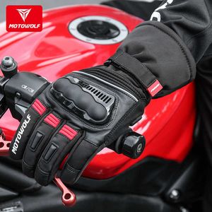 Motowolf Winter Motocykl Rękawiczki Zestaw dotykowy Motorcross Wodoodporna Wiatroszczelna Ochronna Ciepłe Rękawiczki Mężczyźni Guantes Moto Luvas H1022