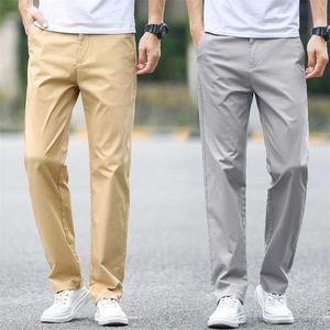 Calças ocasional de algodão fino dos homens de verão Calças casuais de cor sólida trousers de cor cinza masculino Mais tamanho 40 42 211112