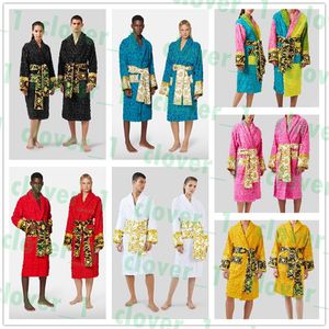 7 Colors Cotton Classic Men Women Sleepwear Home Robes Unisex Hotel Luxurys Bathrobe High Quality Pajamas Long Sleeve Designer Nightgown K1739