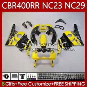 Fairings Kit för Honda CBR 400 RR CC 400CC NC23 GUL Svart 1988 1989 1990 1991 1992 1993 Body 65NO.92 CBR400RR CBR400 RR 88-99 NC29 CBR 400RR 88 89 90 91 92 93 OEM Kroppsarbete