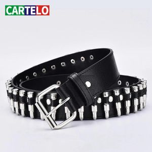 Cinture CARTELO Fashion Ladies Leather Punk Belt Hollow Rivet Personalità Rock Wild Regolabile Young Trend