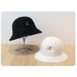 Осенне-зимняя женская новая шапка из кроличьего меха, чистый цвет, корейская рыбацкая шапка, кангол, кенгуру, вышивка, теплая универсальная шляпа-ведро Q0703