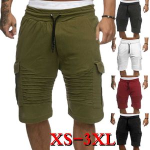 Letnie męskie szorty luźne spodnie ścieżki plisowane dekoracyjne spodenki joggingowe solidne spodnie plażowe X0705