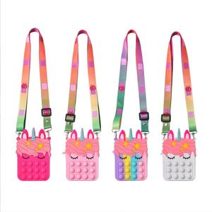 Sensorische Blasen Pop Fidget Umhängetasche Dekompressionsspielzeug Silikon Einfache Grübchen Finger Popping Schultertasche Stressabbau Push-Spiele Erwachsene Kinder Beutel Spielzeug