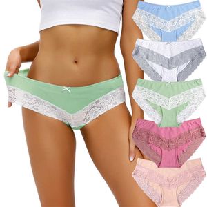 5pcs/set cotton women's underwear set Comfort Underpants sexy lace ladies briefs for women sexy mid-rise women's panties 210720