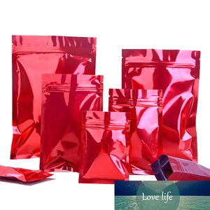 100Pcs/Lot Glossy Red Mylar Foil Flat Bag Tear Notch Resealable Reusable Dried Fruits Nuts Coffee Bean Pack Pouches