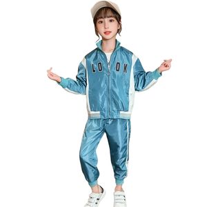 Vestiti per bambini Ragazze Lettera Giacca + Pantaloni Per Patchwork Grandi Tute Stile Casual Bambini 210527