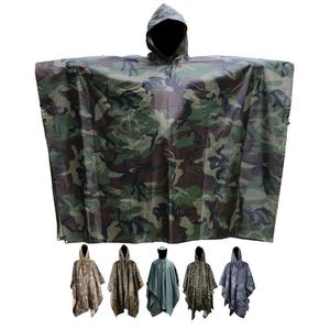 Outdoor Militray Tactical Rain Poncho Waterproof Camouflage Rain Coat Camo Sun Shelter Ground Sheet Tarp For Camping Tent Awning Y0706