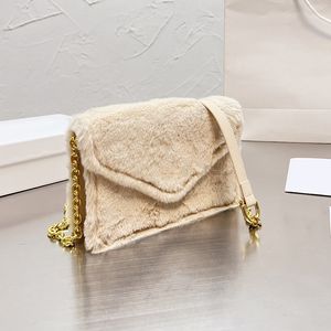 Designer inverno peludo clássico flap mensageiro sacos de ouro cadeia de hardware transversal ombro grande capacidade de embreagem luxo
