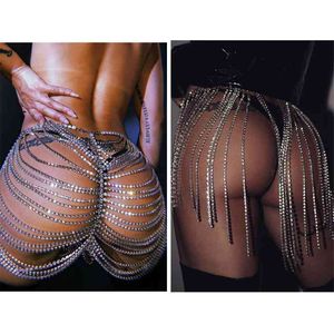 2021 Shiny Crystal Body Chain Package Hip Spódnica Kobiety Lato Handmade Rhinestone Sexy Party Klub Nightclub Sports Spódnice Outfit