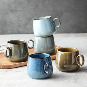 Tazza in ceramica retrò forno per caffè tè latte avena stile giapponese grande tazza d'acqua ventre regalo di compleanno creativo 220311