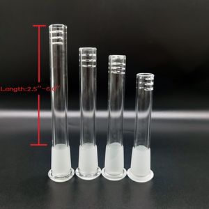 Pipa ad acqua Narghilè Vetro Downstem Per Bong Beaker Fumo Accessori 14mm 18mm Giunto maschio femmina da 2,5 pollici a 6,5 pollici con 6 tagli verso il basso Tubi adattatori riduttore stelo