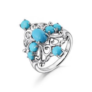 GZ Zongfa Natural Turquoise Cross Pierścień Cała cena Silver 925 Sterling Silver Ring Biżuteria Kobiety