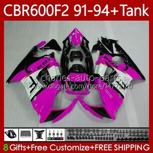 Bodywork +Tank For HONDA CBR600F2 600CC 600FS 91-94 Body 63No.158 Pink black CBR 600 600F2 CBR600 F2 FS CC 1991 1992 1993 1994 CBR600FS CBR600-F2 91 92 93 94 Fairing Kit