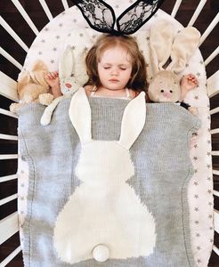 Ins Bunny Kulakları Battaniye Üç Boyutlu Tavşan Çocuk Örme Halı Plaj Mat Bebek Halı Holding