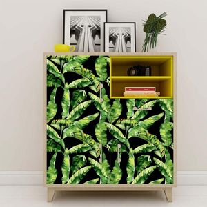 Adesivos de parede plantas tropicais folha de fundo preto arte decalque decalque para quarto sala de estar mural papel de parede