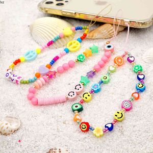 Go2Boho Wrist Chain For Holder Summer Beach Phone Chains Cute Fruit Strap Women Colorful Polymer Clay Heishi Beads Lanyard