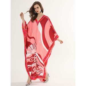 Summer Thmitted Seda Big Swing Plus Szie Impresso Slim V-Pescoço Solto Vestidos de Robe Casual para Mulheres 210615
