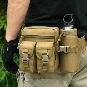 Tactical Men Waist Pack Nylon Hiking Water Bottle Phone Pouch Outdoor Sports Army Military Hunting Climbing Camping Belt Bag Q0721