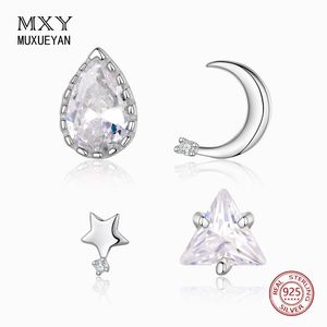 Stud 925 Sterling Silver Star Moon Triangle Tears Four Earrings For Women 2021 Trend Jewelry Gifts MUXUEYAN