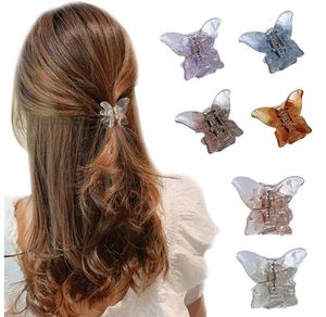 6色の小型透明な蝶の髪爪のカニのクリップの帽子の帽子のための女の子のファッションヘアアクセサリー