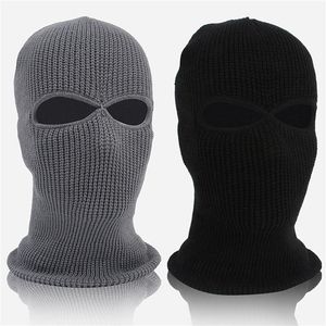 Cykelmössor masker vinter stickade mössa varma mjuka 2 hål full ansikte skid hatt balaclava huva armé taktisk