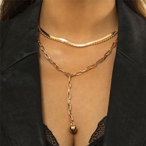 2022 New Gothic Vintage Wąż Długi Łańcuch Naszyjnik Dla Kobiet Akcesoria Klatkowe Multiayer Ball Wisiorek Choker Moda Biżuteria