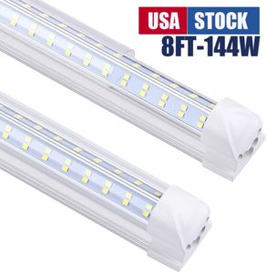 20pcs , V-Shaped 2ft 3ft 4ft 5ft 6ft 8ft Cooler Door Led Tubes T8 Integrated Led Tubes Double Sides Led Lights 85-265V Stock In US