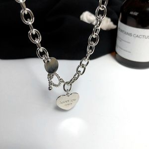 O Word Chain New Fashion Retro Hip Hop Ins Heart Wisiorek Naszyjnik 925 Sterling Silver 2021 Nowa Biżuteria Q0531