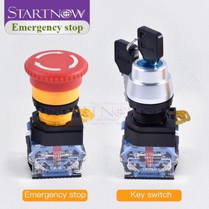 Smart Home Control Red Mushroom Cap Emergency Stop Switch Key DPST N/C Push Button 440V AC15 10A DC13 For Laser Cutting Machine