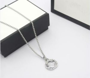 Europe America Retro Style Men Women Silver Plated Lovers Long Necklace With Hollow Out Engraved Pattern Letter Pendant