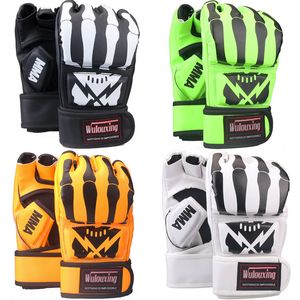 Luvas de boxe de meio dedo para luta, treinamento do UFC, Kickboxing, Sanda Thai Sparring, luva de MMA para adultos