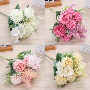 Flores decorativas grinaldas 2021 rosa misturado flor artificial seda rosa decoração casamento sala de estar DIY artesanato de alta qualidade